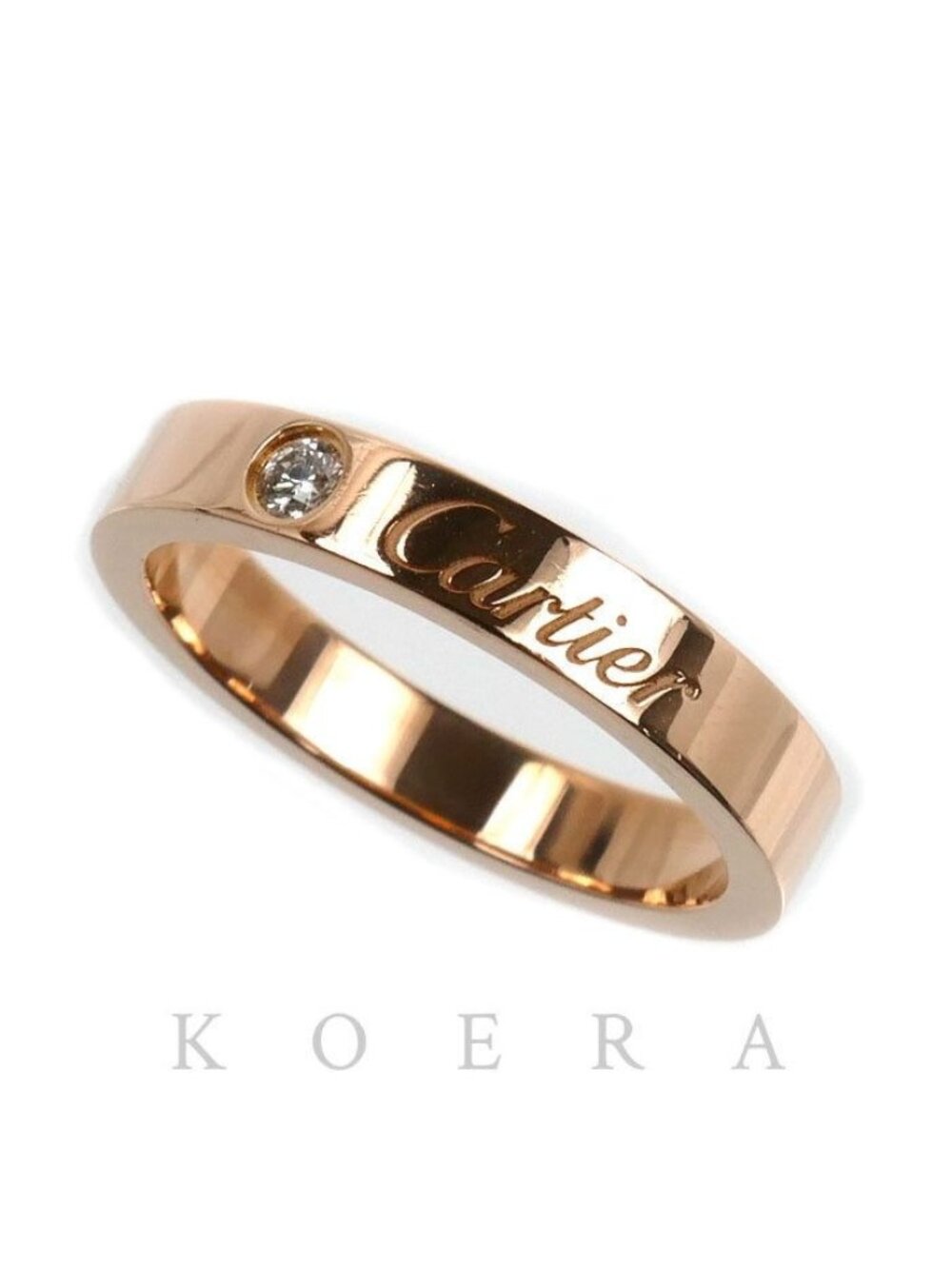 Cartier 18k Pink Gold Engraved Diamond Ring
